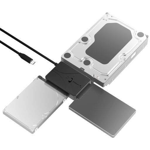 SabrentUSBTypeC-SSD/SATA/IDE2.5/3.5/5.25インチHDDコンバーターUL電源供給&LEDアクティビティライト付き[10TBサポート](USB-DS12)