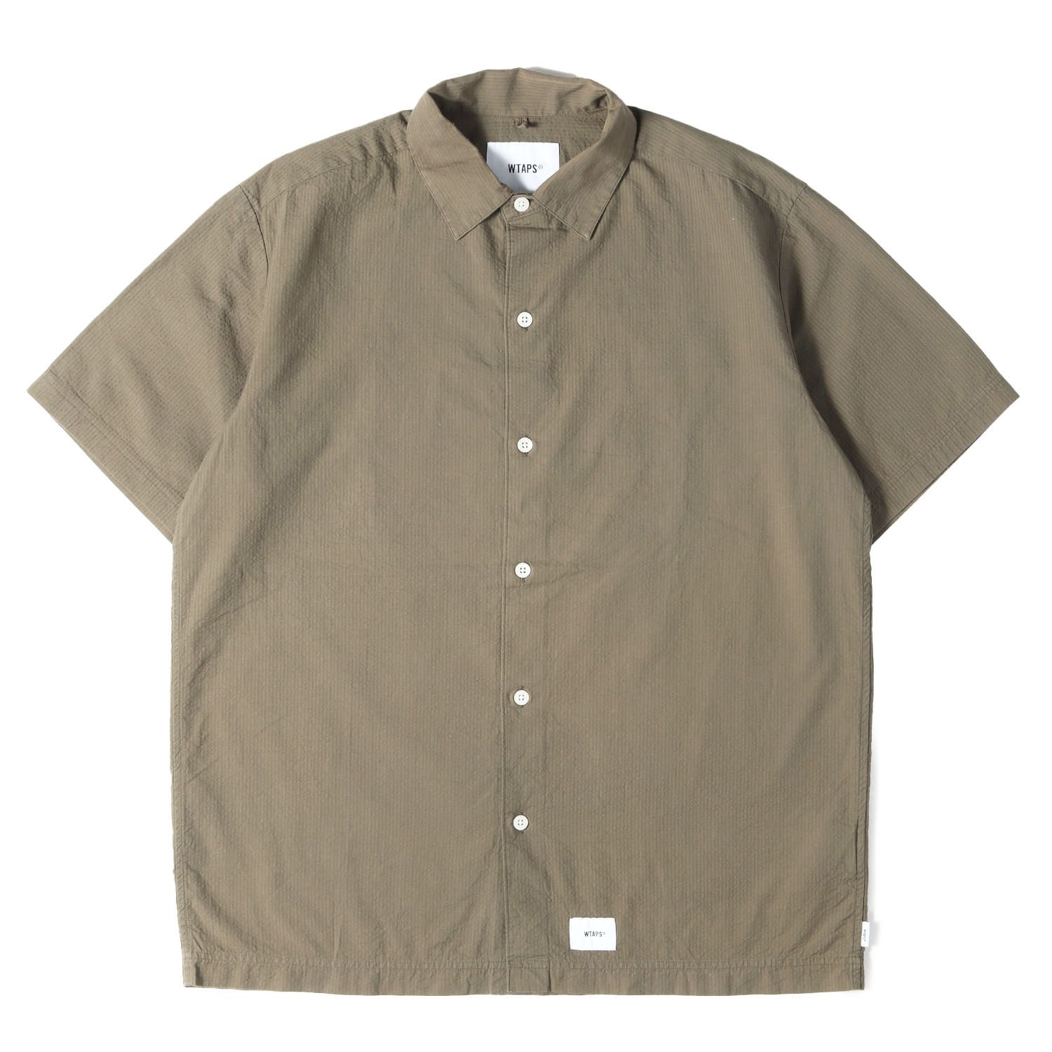 WTAPS ダブルタップス シャツ オリーブドラブ サイズ:L | 20SS シアサッカー 半袖シャツ(PARMER SS / SHIRT) | トップス カジュアルシャツ【メンズ】【中古】