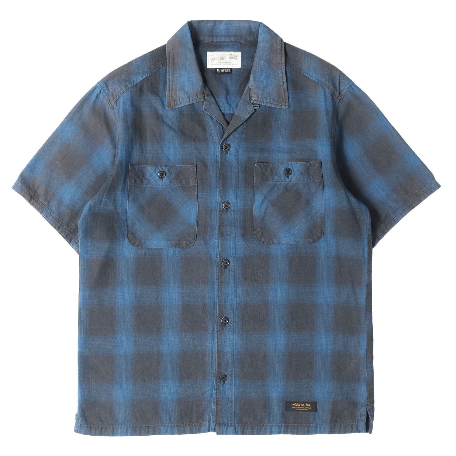 NEIGHBORHOOD ネイバーフッド シャツ ネイビー ブラック サイズ:M | オンブレチェック ワーク 半袖シャツ(B&C / C-SHIRTS. SS) | トップス カジュアルシャツ【メンズ】【中古】