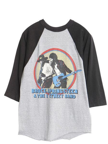80s ブルーススプリングスティーン ツアー イラスト プリント ベースボール Tシャツ メンズ S 程 ヴィンテージ 当時物 ロック バンド 7分袖