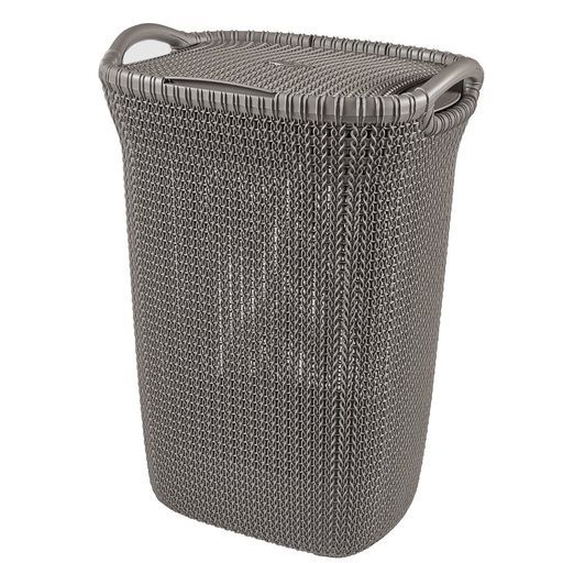 CURVER(カーバー)ふた付きバスケットブラウン57LKnitニット収納バスケットランドリーランドリーバスケットカゴ洗濯カゴおしゃれ丈夫北欧リネンのような質感環境にやさしい