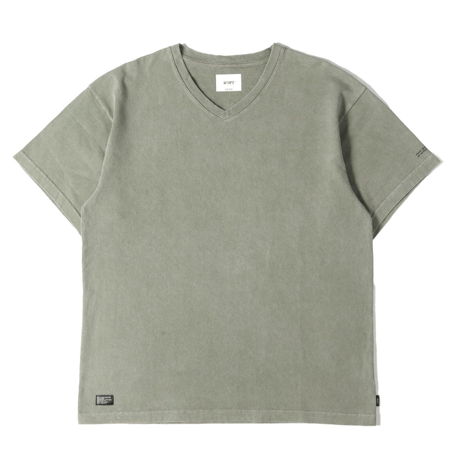 WTAPS ダブルタップス Tシャツ オリーブドラブ サイズ:M | 25SS 製品加工 Vネック ヘビー Tシャツ(MUDDY 02 / SS / COTTON) | トップス カットソー 半袖【メンズ】【中古】