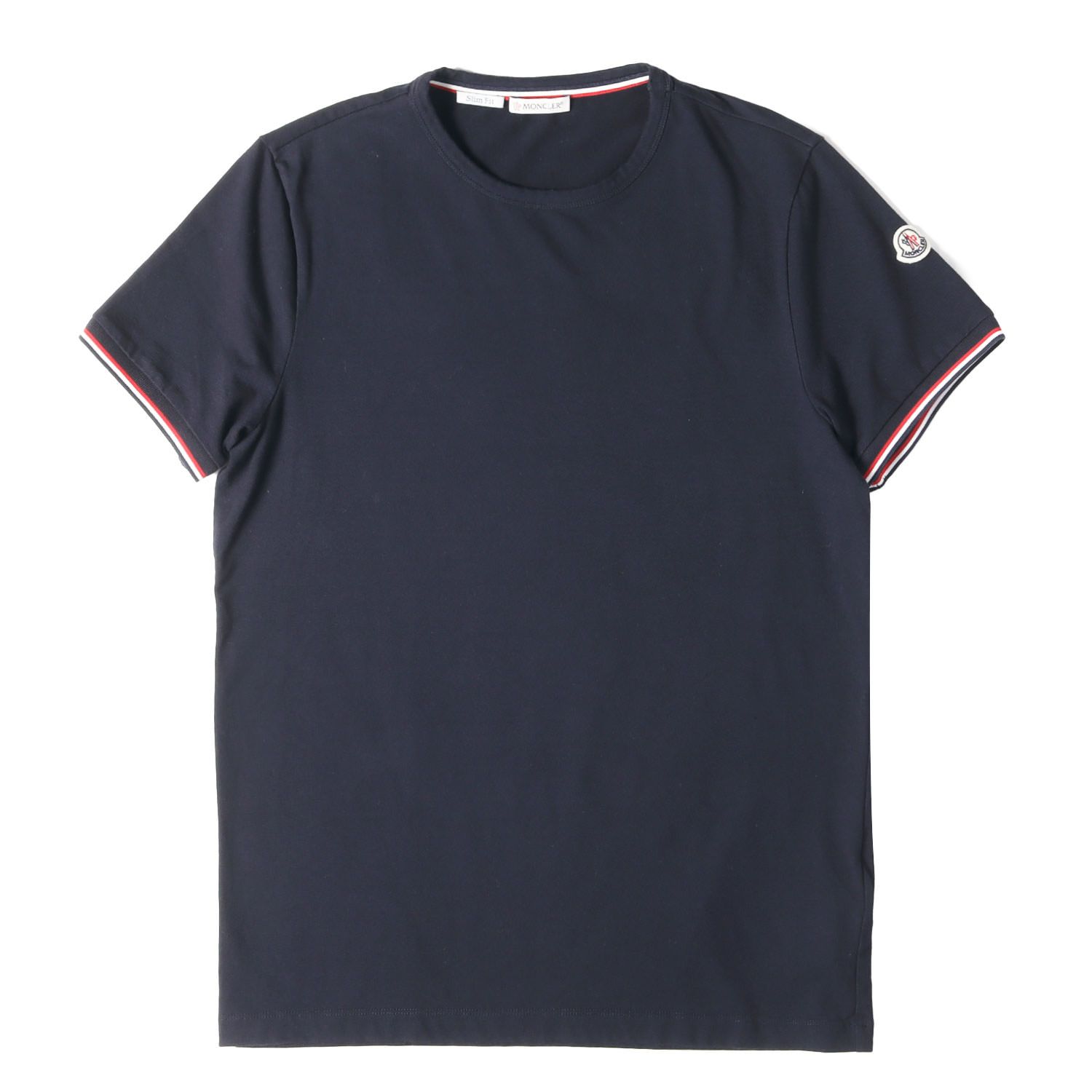 【美品】MONCLER モンクレール Tシャツ ネイビー 紺 サイズ:M | 22SS ストレッチ スリムフィット Tシャツ(MAGLIA T-SHIRT) | トップス カットソー 半袖【メンズ】【中古】