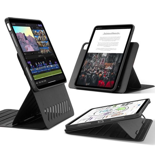 ESRiPadAir13インチケース(M4/M3/M2、2026/2025/2024)専用取外し可能なマグネットカバー付き回転式ケース縦向き/横向きスタンド9段階の角度調節可能PencilPro/USB-C完全対応Shiftシリーズ