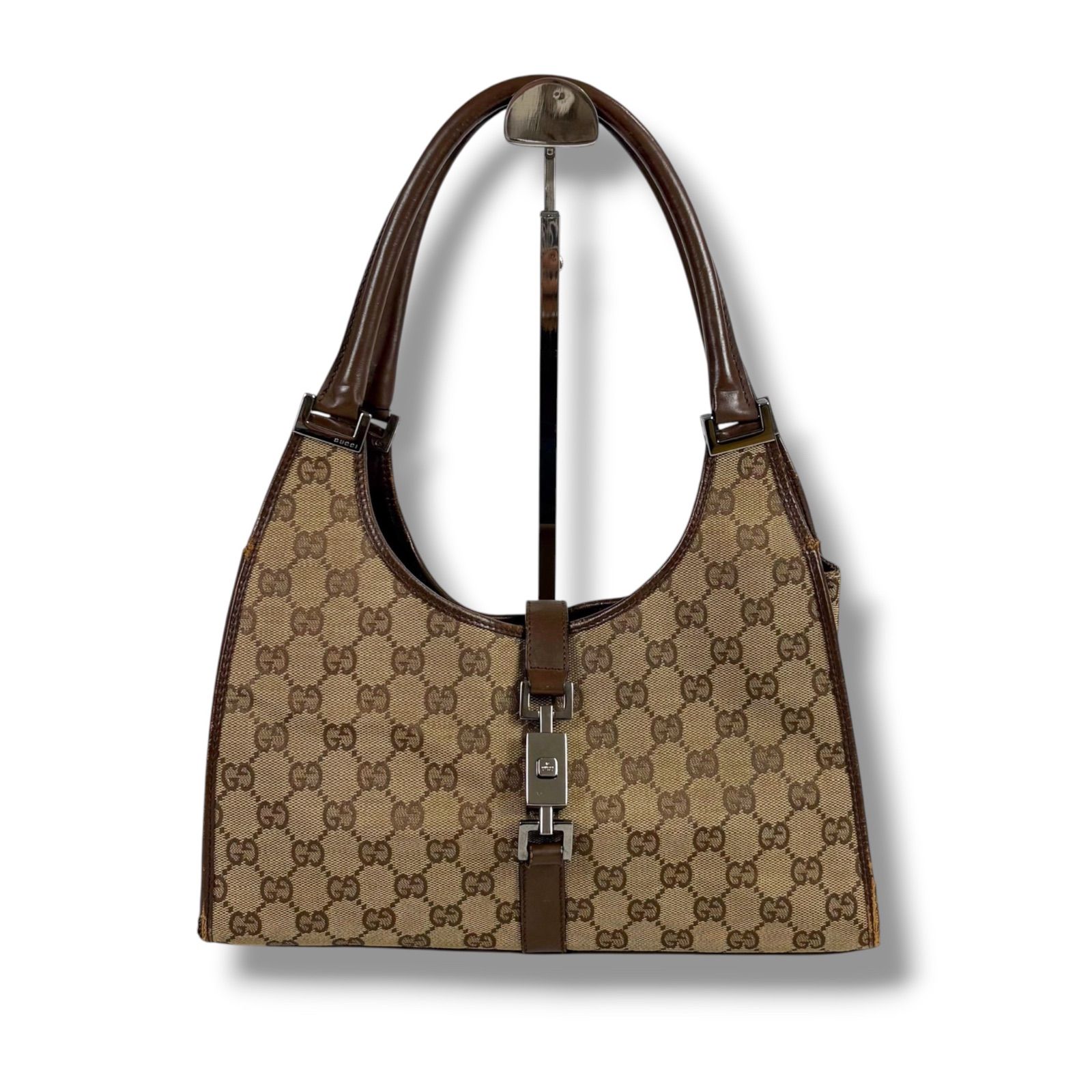 グッチ　GUCCI ジャッキーライン　GGキャンバス　ハンドバッグ　ブラウン　ホーボー　セミショルダー