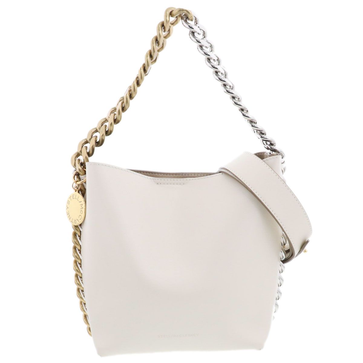 Stella McCartney ステラマッカートニー フレイム バケット チェーンバッグ ショルダーバッグ 7B0033 レディース ポリエステル ベージュ 中古