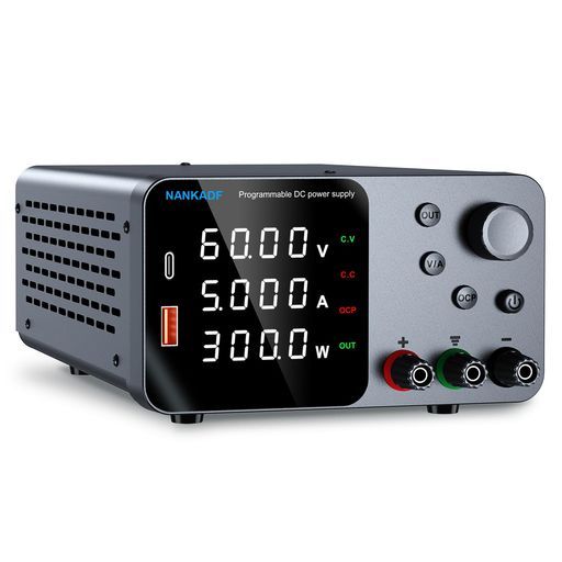 WANPTEKPOWER直流安定化電源60V5AUSB-A/Type-c急速充電インターフェース付き可変電源高精度4桁LEDディスプレイ付き小型スイッチング電源エンコーダ制御/出力ボタン、研究室、電子DIY用