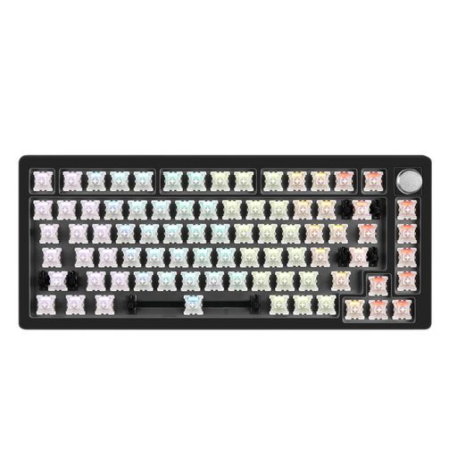 DrunkDeerA75ラピッドトリガーキーボードメカニカルTKLゲーミング磁気スイッチRGB高速反応有線USBコンパクト82キーTypeCノブ付きベアボーンブラックキーキャップなし