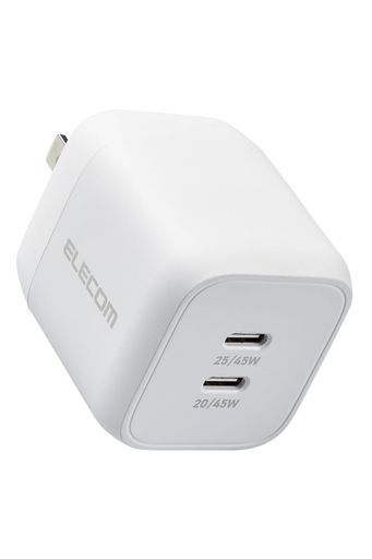 エレコム充電器Type-C2ポート45WUSBPD対応PPS対応Magsafe3対応折りたたみ式プラグ【iPhone1615iPadMacbookAirWindowsPCなど対応】ホワイトEC-AC4245WH