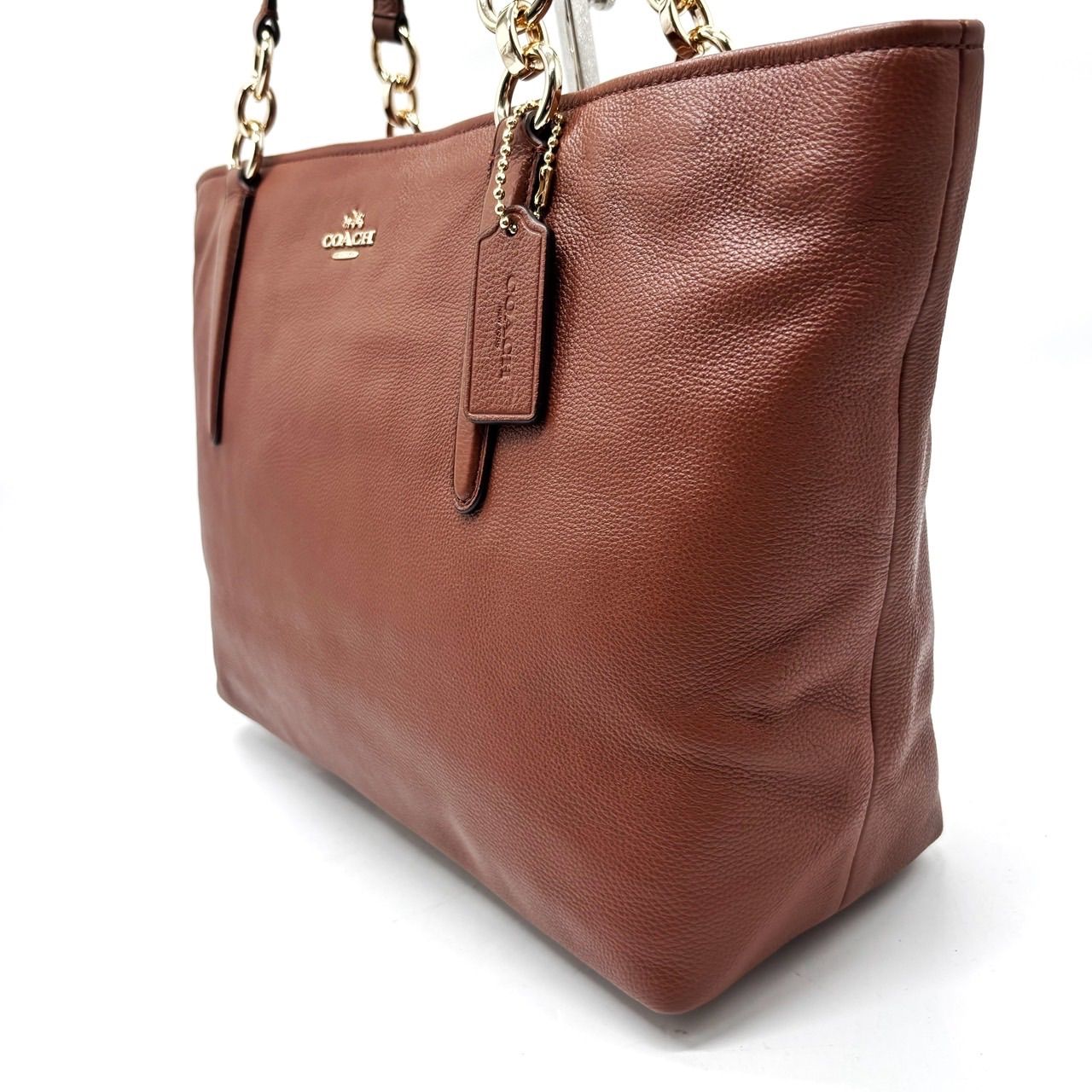 【良品】coach y2k A4 totebag hand goldparts leather brown unisex コーチ トートバッグ