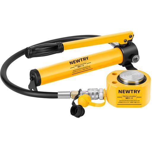 NEWTRY油圧ジャッキフラットジャッキ5トンストローク7mm油圧ラムシリンダーセパレート軽量コンパクト薄型持ち運びに便利造船、橋梁、建設業界で使用狭いスペースにCP-180手動ポンプ付き(5t)