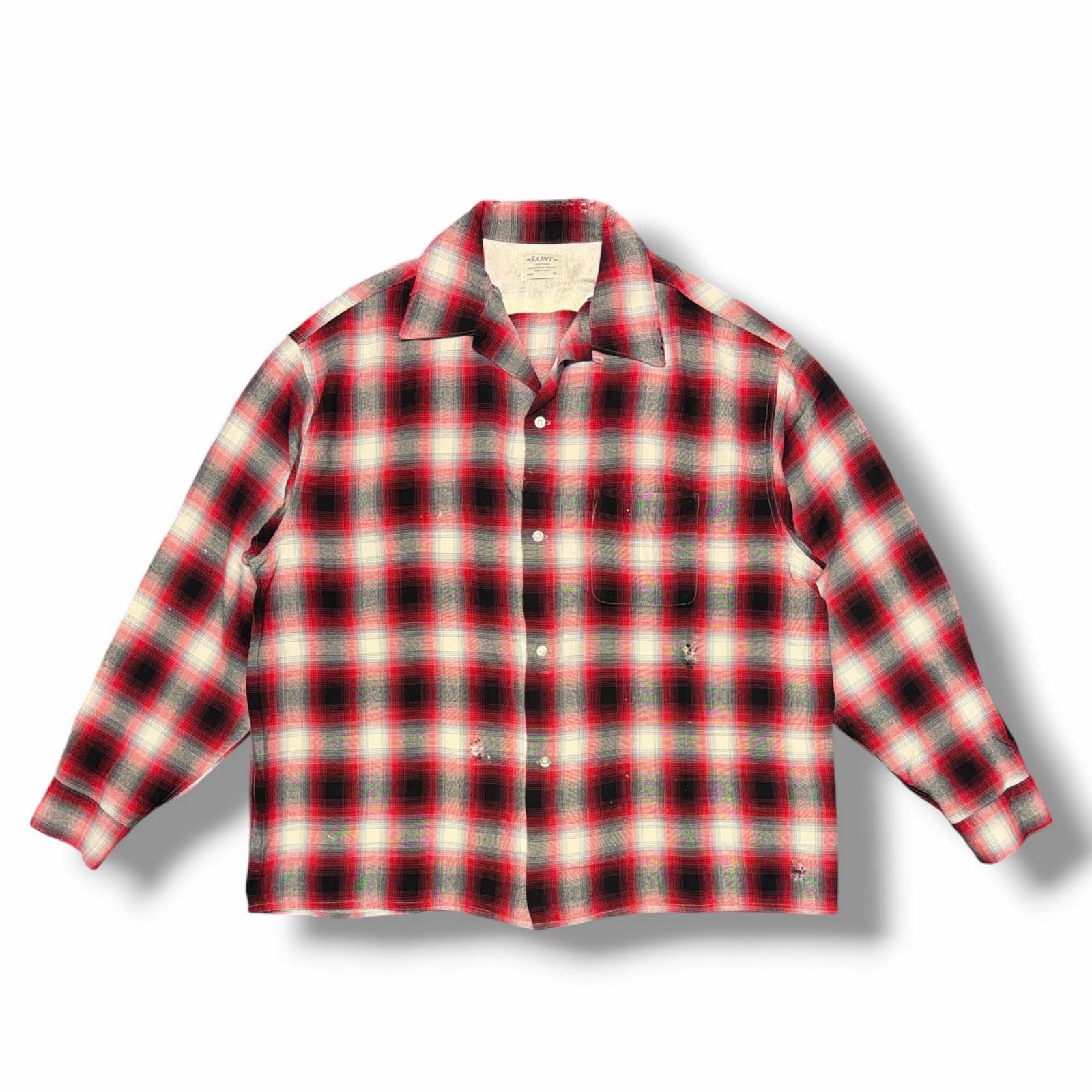 セントマイケル×ラストマン オンブレシャツ　S SAINT MICHAEL × LASTMAN LM_CHECK SHIRT オンブレチェックシャツ 長袖