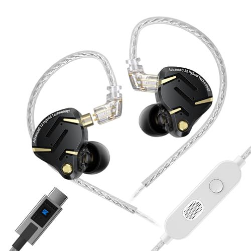 KZ ZS12 Pro 2 kz イヤホン 1DD+5BAハイブリッド ゲーミングイヤホン有線 有線イヤホン マイク付き タイプｃ 内蔵型電子クロスオーバー基板 HIFI音質 usbc ゲーム対応 FPS向け サウンドカード 4モデルチューニ 7523b494