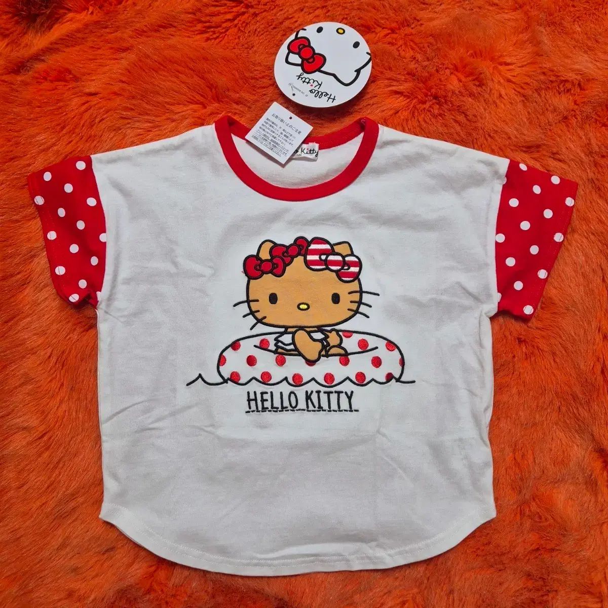 ハローキティ タンニングキティ ドット半袖Tシャツ キッズ120 新品