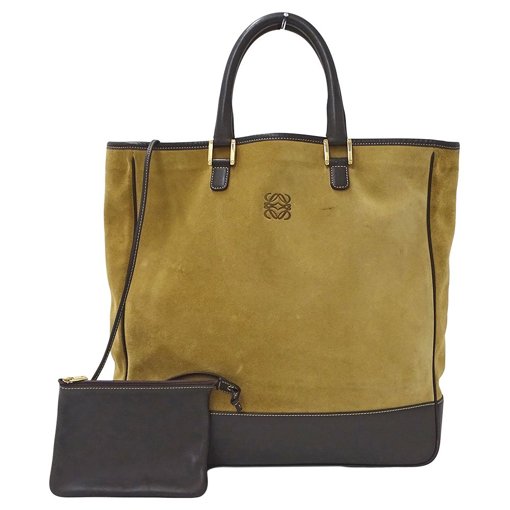 ロエベ LOEWE バッグ レディース ブランド トートバッグ ハンドバッグ スエード ベージュ ブラウン ポーチ付き 大容量 大きめ おしゃれ 【中古】