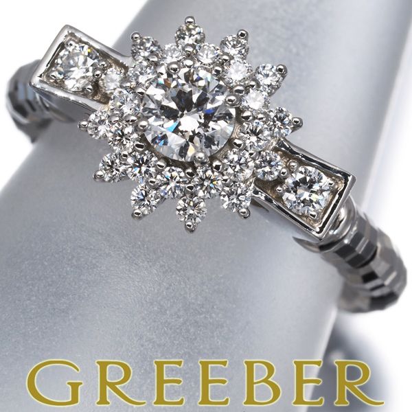 ダイヤ ダイヤモンド 0.26ct/0.28ct フラワー フリーサイズ リング Pt950/ワイヤー #193294
