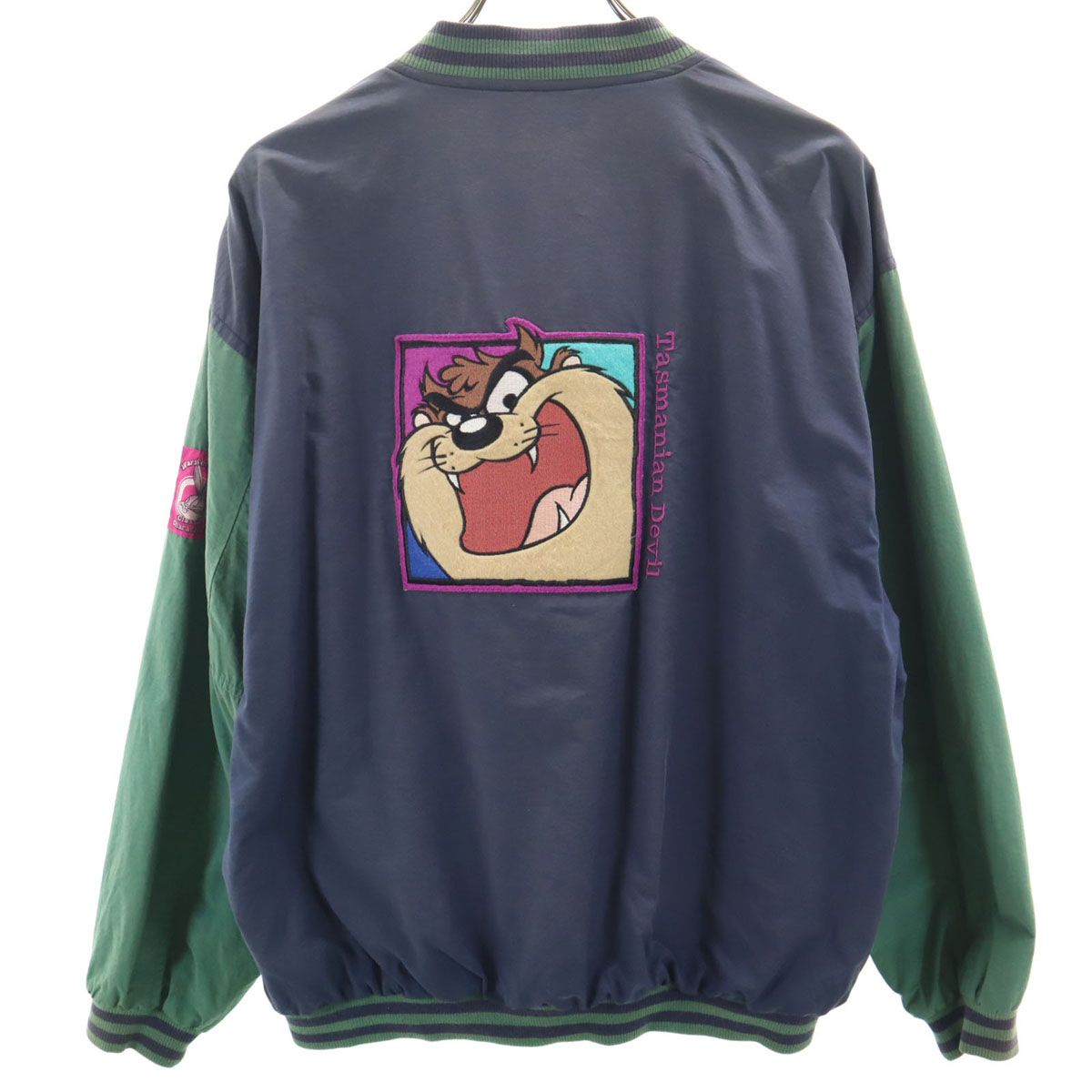 Warner Bros ワーナーブラザーズ 90s オールド ルーニー・テューンズ タズマニアンデビル ブルゾン L ネイビー ジャケット メンズ 古着
