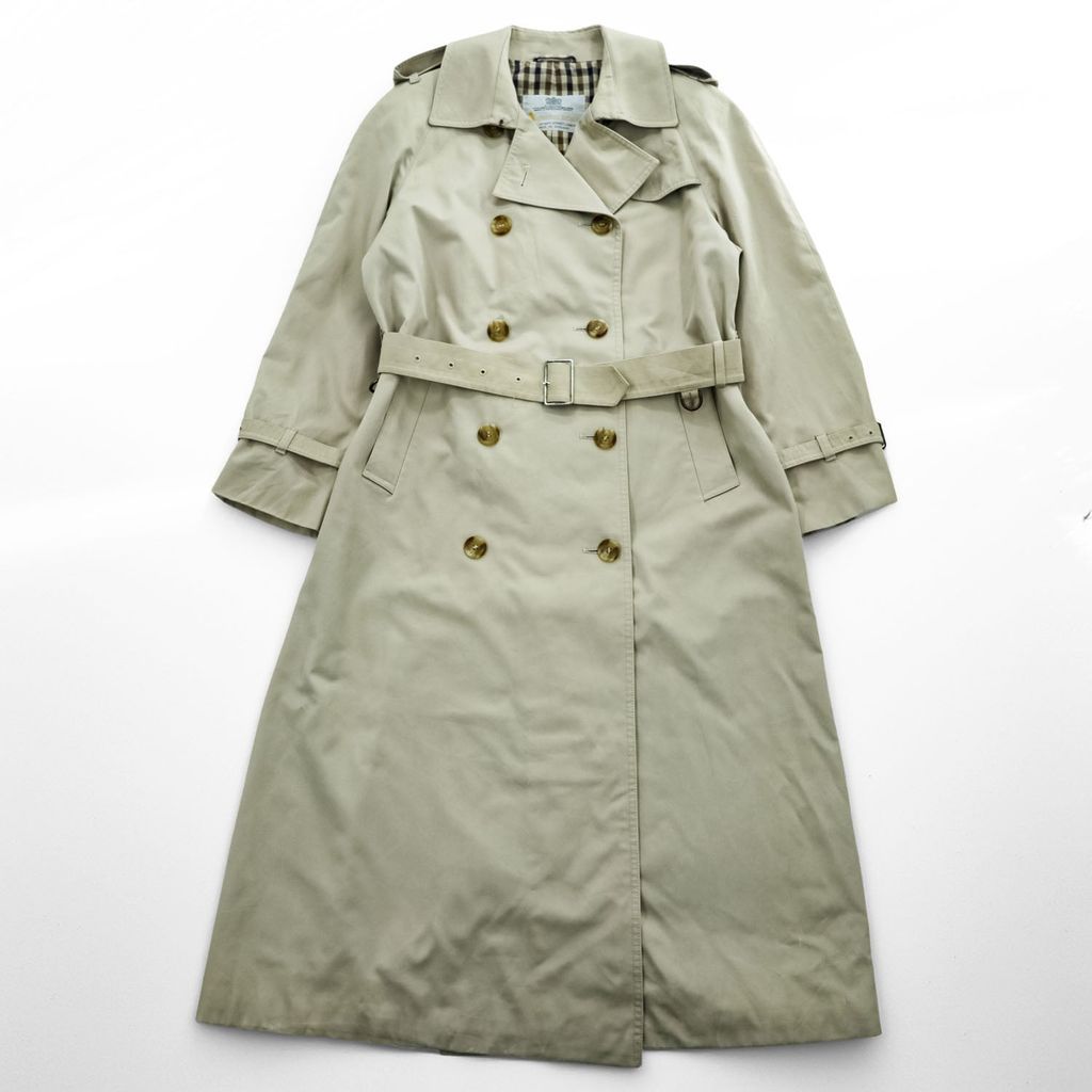 Aquascutum 70年代 英国製 ヴィンテージ トレンチコート XL ベージュ ベルト付 aqua5 イングランド製