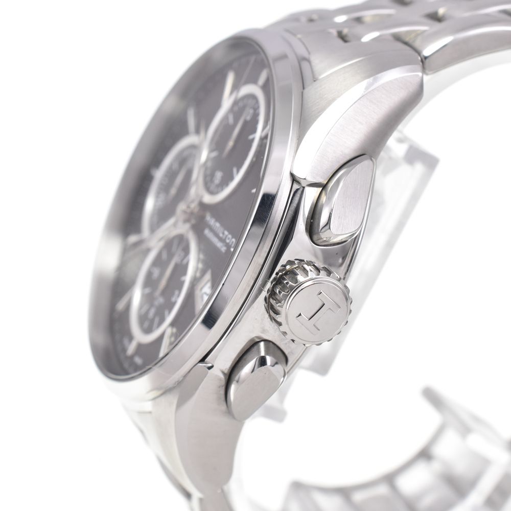 ハミルトン HAMILTON H325960 ジャズマスター クロノグラフ 裏スケ ブラック 自動巻き メンズ 良品 腕時計 G#147457