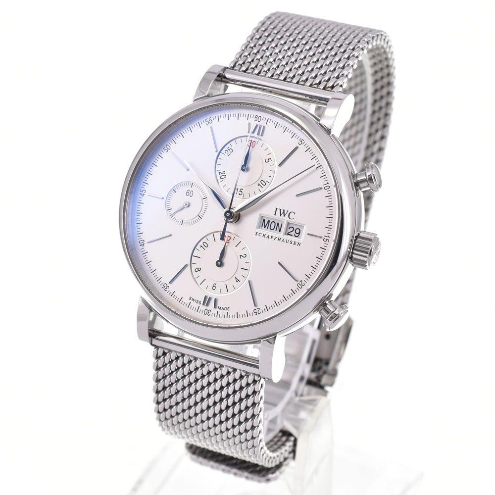 IWC IWC SCHAFFHAUSEN IW391037 ポートフィノ クロノグラフ デイデイト シルバー 自動巻き メンズ 美品 箱・保証書付き 腕時計 G#147199