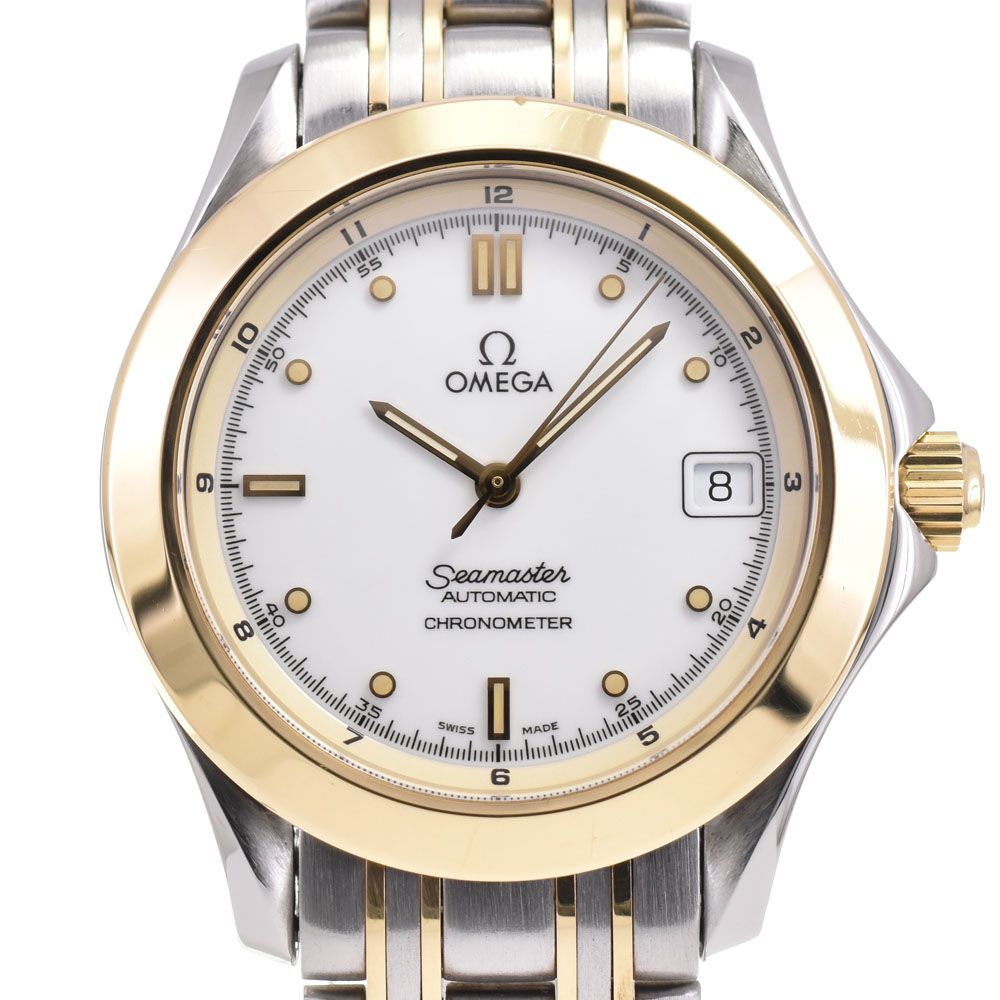 オメガ OMEGA 2301.20 シーマスター SS/K18YG ホワイト 自動巻き メンズ 良品 箱・保証書付き 腕時計 G#147393