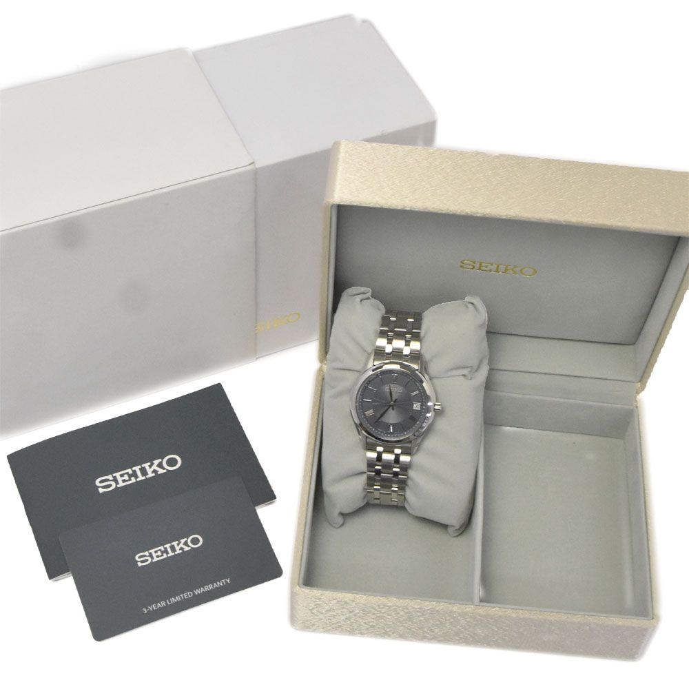 セイコー SEIKO SBTM359 セイコーセレクション ブルーグレー ソーラー電波 メンズ 美品 箱・保証書付き 腕時計 G#147142