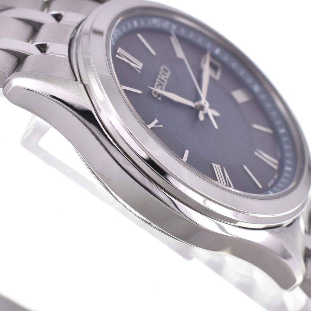 セイコー SEIKO SBTM359 セイコーセレクション ブルーグレー ソーラー電波 メンズ 美品 箱・保証書付き 腕時計 G#147142