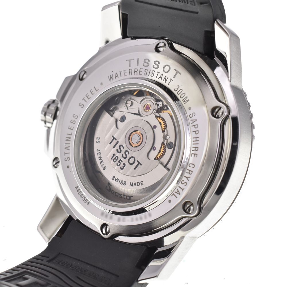 ティソ TISSOT A464/564 シースター1000 デイト ブラック 自動巻き メンズ 美品 箱付き 腕時計 G#146996 ティソ TISSOT A464/564 シースター1000 デイト ブラック 自動巻き メンズ 美品 箱付き 腕時計 G#146996