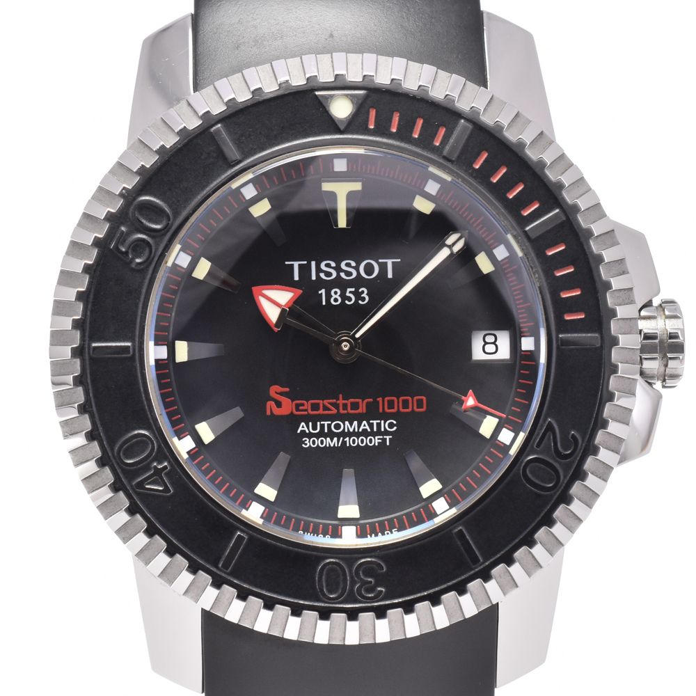 ティソ TISSOT A464/564 シースター1000 デイト ブラック 自動巻き メンズ 美品 箱付き 腕時計 G#146996