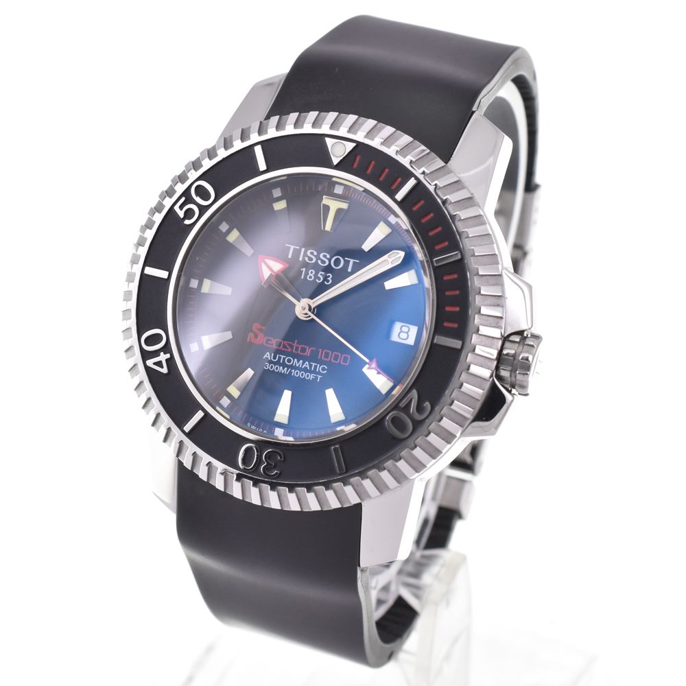 ティソ TISSOT A464/564 シースター1000 デイト ブラック 自動巻き メンズ 美品 箱付き 腕時計 G#146996 ティソ TISSOT A464/564 シースター1000 デイト ブラック 自動巻き メンズ 美品 箱付き 腕時計 G#146996