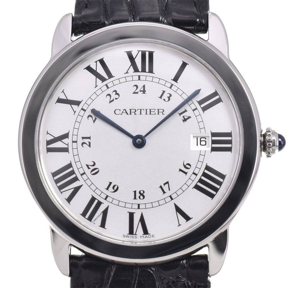 カルティエ CARTIER W6700255 ロンドソロLM デイト シルバー クォーツ メンズ 美品 腕時計 G#147189