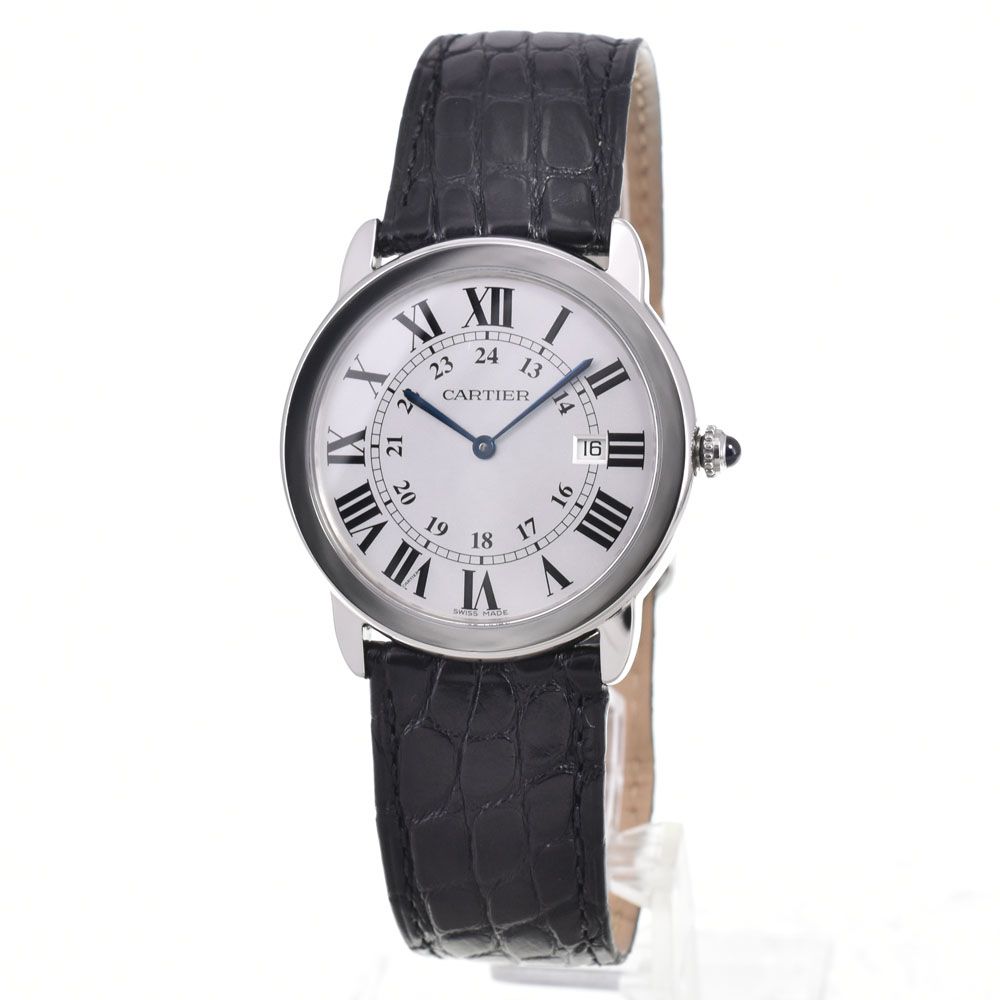 カルティエ CARTIER W6700255 ロンドソロLM デイト シルバー クォーツ メンズ 美品 腕時計 G#147189