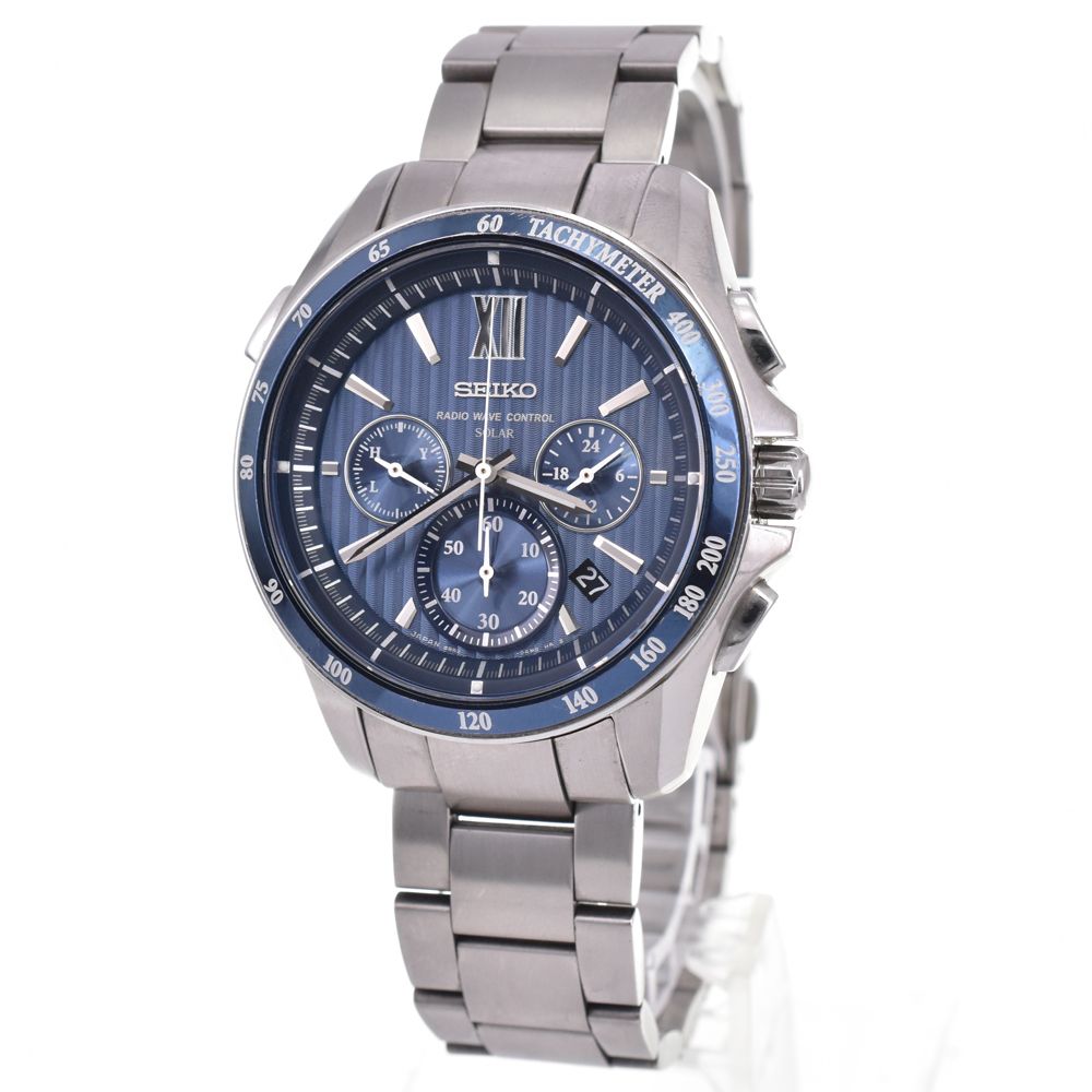 セイコー SEIKO 8B82-0AL0 ブライツ クロノグラフ ブルー ソーラー電波 メンズ 箱・保証書付き 腕時計 G#146761 セイコー SEIKO 8B82-0AL0 ブライツ クロノグラフ ブルー ソーラー電波 メンズ 箱・保証書付き 腕時計 G#146761