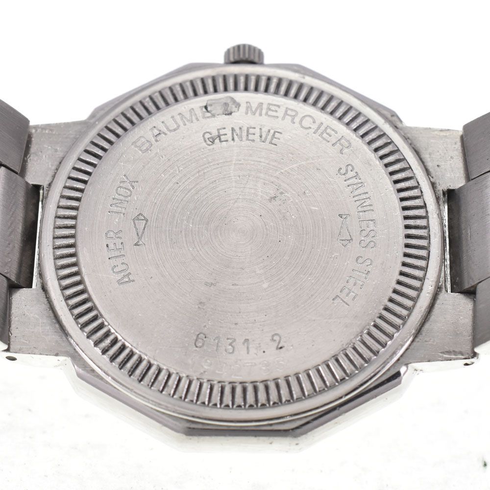 ボーム＆メルシェ Baume & Mercier 6131.2 リビエラ トリプルカレンダー ムーンフェイス ホワイト クォーツ メンズ 腕時計 G#146075
