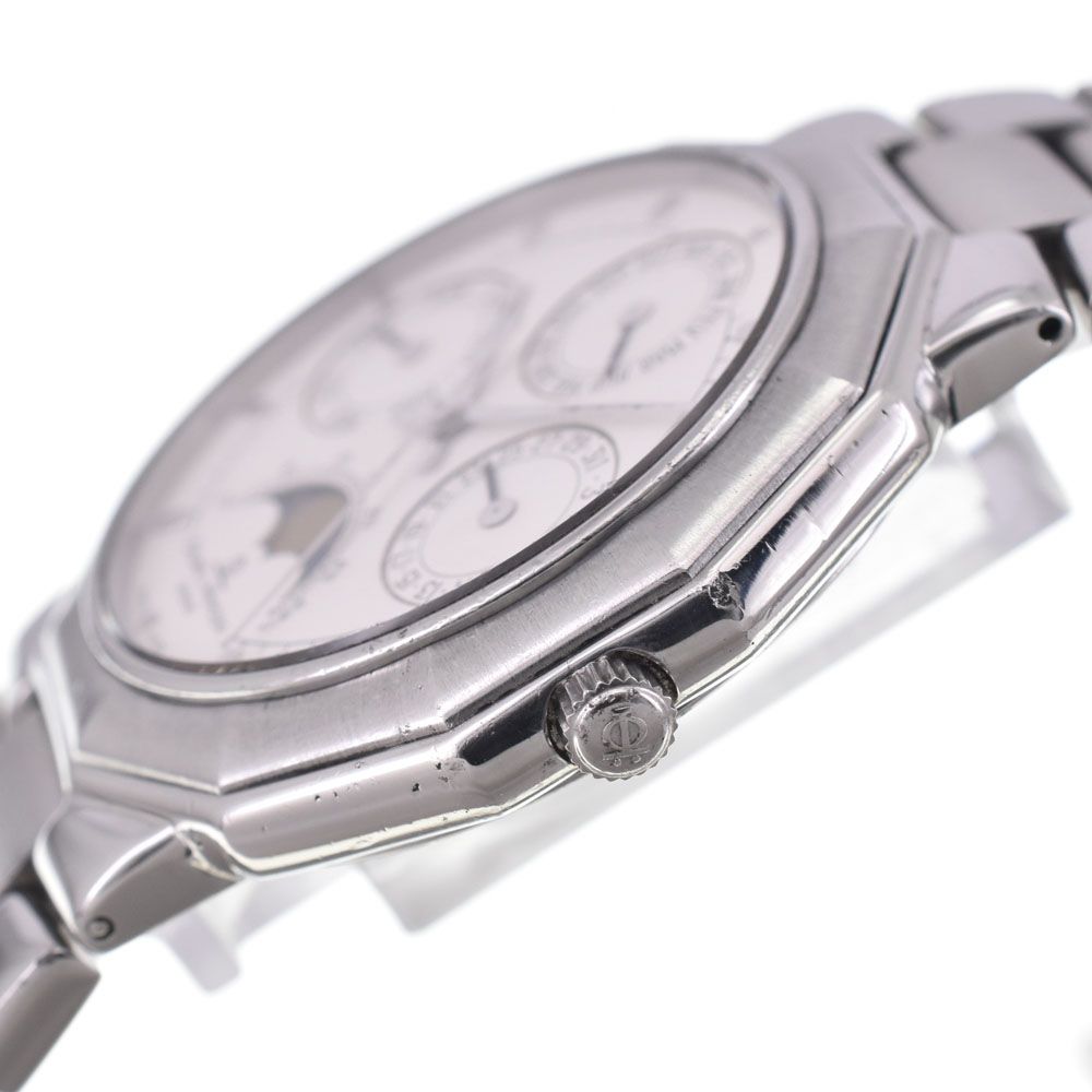 ボーム＆メルシェ Baume & Mercier 6131.2 リビエラ トリプルカレンダー ムーンフェイス ホワイト クォーツ メンズ 腕時計 G#146075