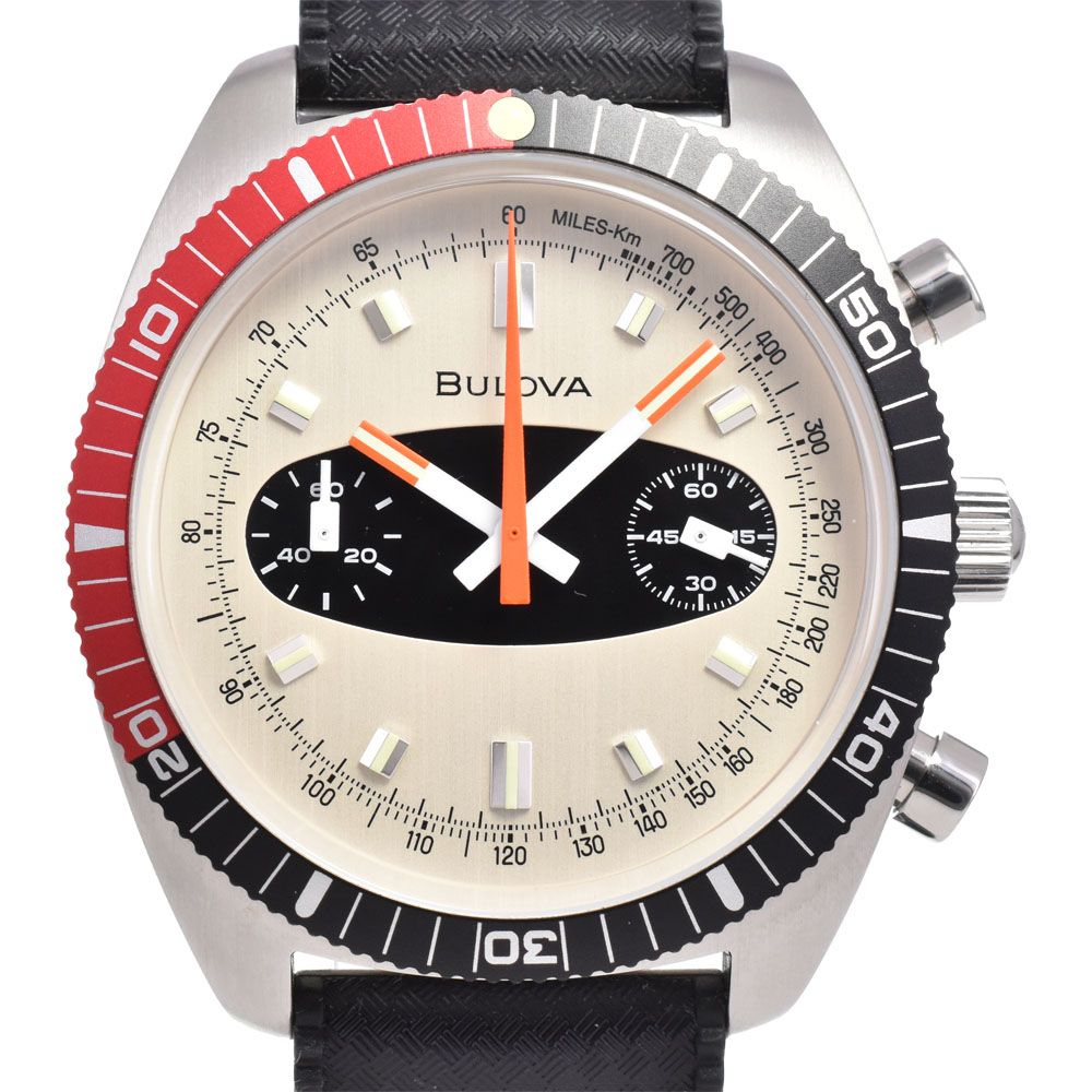 ブローバ BULOVA 98A252 アーカイブシリーズ サーフボード クロノ ベージュ クォーツ メンズ 美品 内箱・保証書付き 腕時計 G#147710