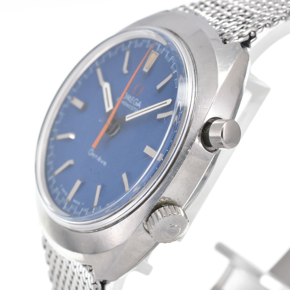 オメガ OMEGA 145.009 ヴィンテージ ジュネーブ クロノストップ Cal.865 ブルー 手巻き メンズ 美品 腕時計 Y#146217 オメガ OMEGA 145.009 ヴィンテージ ジュネーブ クロノストップ Cal.865 ブルー 手巻き メンズ 美品 腕時計 Y#146217