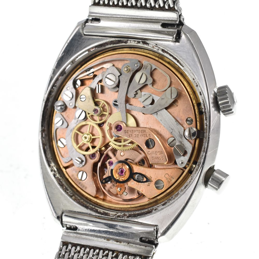 オメガ OMEGA 145.009 ヴィンテージ ジュネーブ クロノストップ Cal.865 ブルー 手巻き メンズ 美品 腕時計 Y#146217 オメガ OMEGA 145.009 ヴィンテージ ジュネーブ クロノストップ Cal.865 ブルー 手巻き メンズ 美品 腕時計 Y#146217