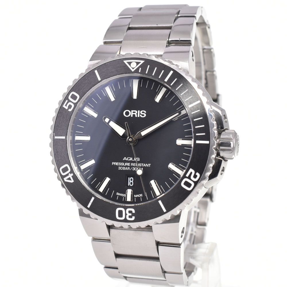 オリス ORIS 7730 アクイス デイト ブラック 自動巻き メンズ 良品 腕時計 G#147258 オリス ORIS 7730 アクイス デイト ブラック 自動巻き メンズ 良品 腕時計 G#147258