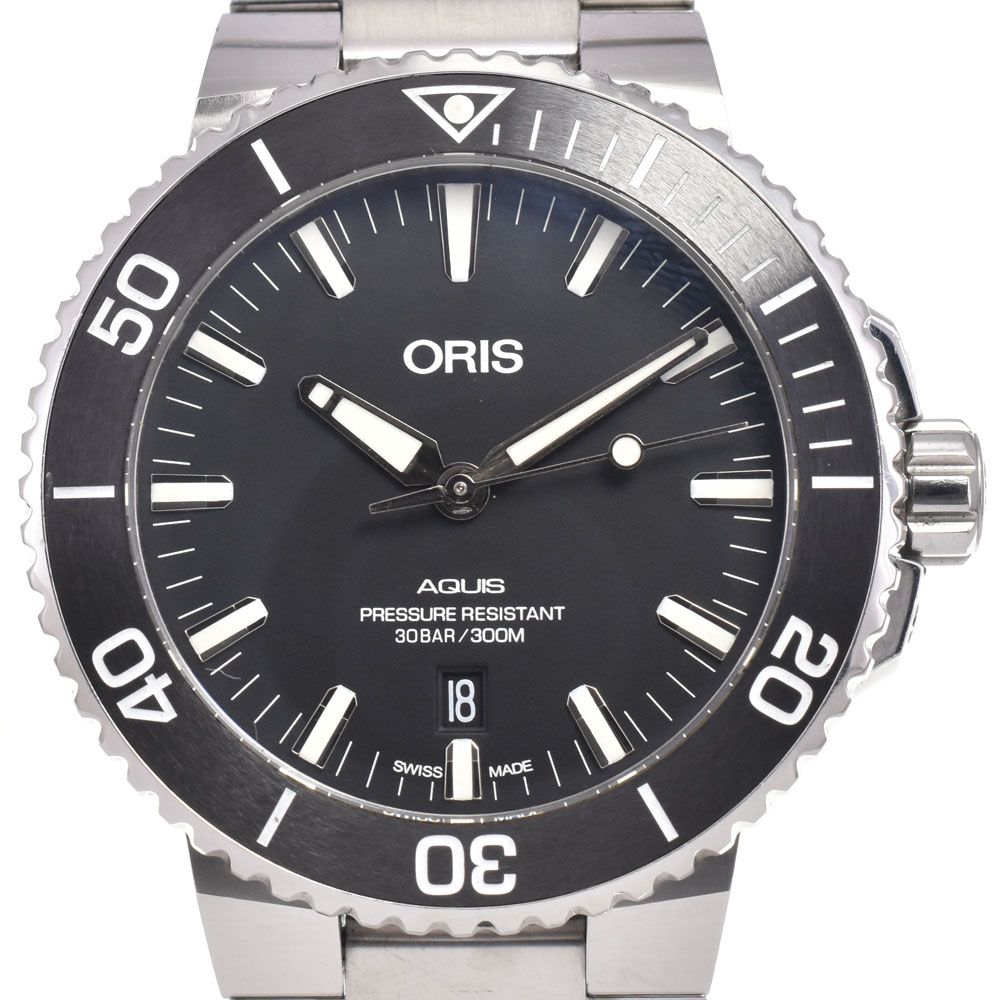 オリス ORIS 7730 アクイス デイト ブラック 自動巻き メンズ 良品 腕時計 G#147258