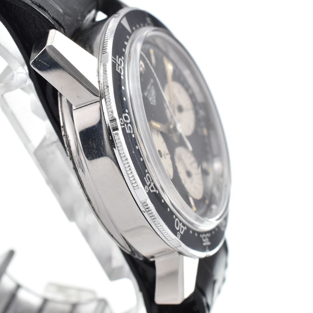 ホイヤー Heuer 2446C ヴィンテージ オータビア クロノグラフ ブラック 手巻き メンズ 良品 腕時計 Y#146346