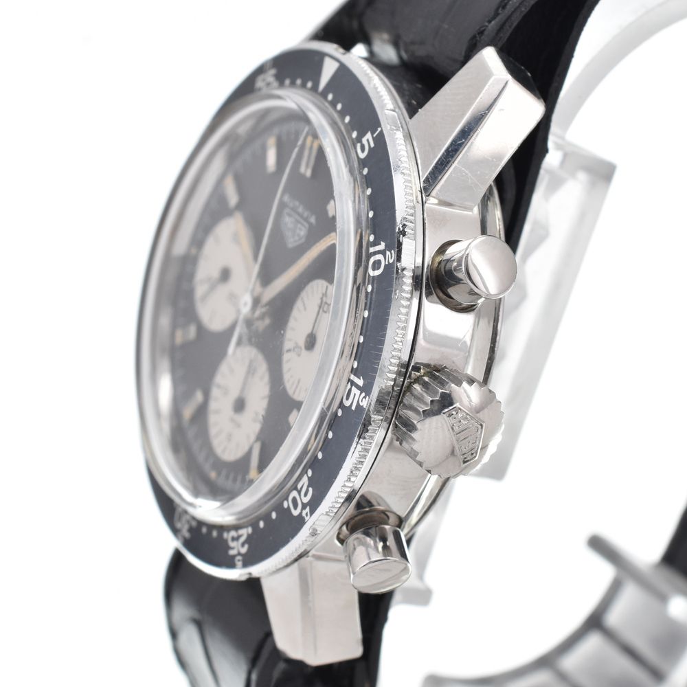 ホイヤー Heuer 2446C ヴィンテージ オータビア クロノグラフ ブラック 手巻き メンズ 良品 腕時計 Y#146346