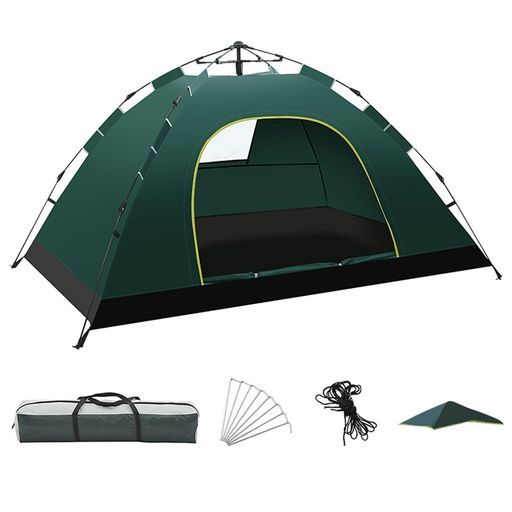 GENMAISOEASYテントキャンプ&ハイキング用ワンタッチテント3人用アルミニウム製防風防水UVカット加工200cmx140cmx70cmグリーン