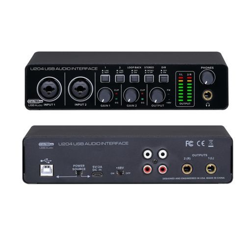 BOMGEU204USBオーディオインターフェイスPCコンピュータ音楽録音用2x2ギターオーディオインターフェイスMac用32Bit/192kHzポッドキャストストリーミングボーカリストプロデューサー用48Vファン…