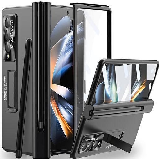 【ペン付き&3In1】Miimall対応GalaxyZFold4SCG16/SC-55Cケースメイン液晶フィルムカメラフィルムペン付きスタンド機能全面保護耐衝撃気泡防止飛散防止指紋防止ギャラクシーゼットフォールド4
