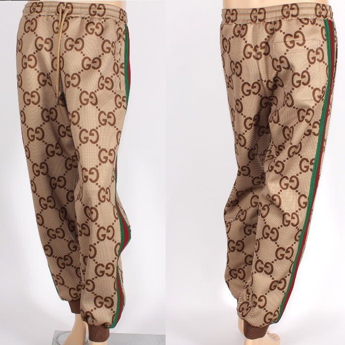 グッチ GUCCI ウェブ ストライプ付き ジャンボ GG ジョギングパンツ Mサイズ 715192 XJETI 2270 ベージュ&エボニートラックパンツ スウェットパンツ ジャージ ボトムス スエット WG メンズ【新品・本物】売れ筋