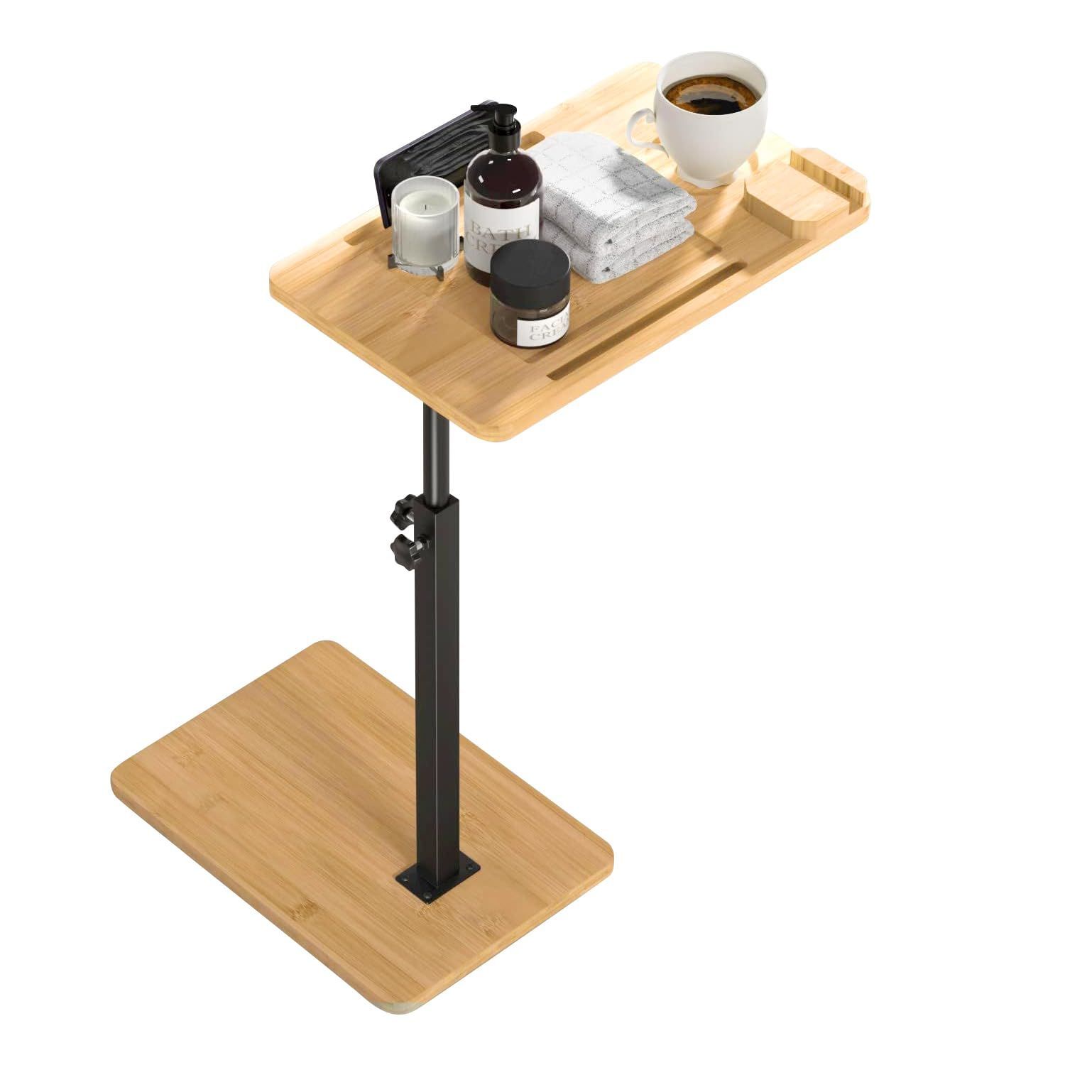 【新着商品】サイドテーブル 昇降式 介護テーブル スタンド付き ベッドテーブル ソファテーブル 昇降式テーブル木製 高さ調節可能 360度簡単回転 幅40 軽量 おしゃれ