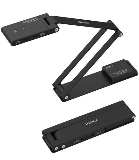 InnexDC500USBWebカメラ/書画カメラ/スキャナー3-in-11300万画素4K/30fps&1080P/60fps2つのフォーカスモードA3サイズ&10cm近接投影折りたたみ式ポータブルAIノイズ軽減マイク内蔵