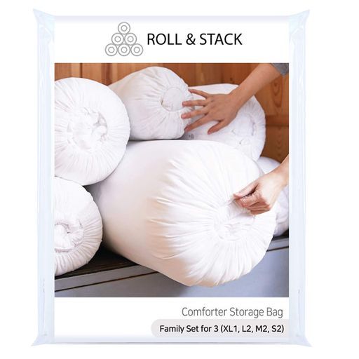 Roll&Stackロールアンドスタックふとん収納袋-3人家族(XL1L2M2S2)White