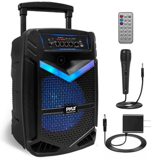 【Pyle400WBluetooth付きワイヤレススピーカー】充電式バッテリー屋外で使える重量3.1kg.15インチサブウーファー1インチツイーター付き携帯用PAシステムスピーカー、録音機能、カラオケスピ…